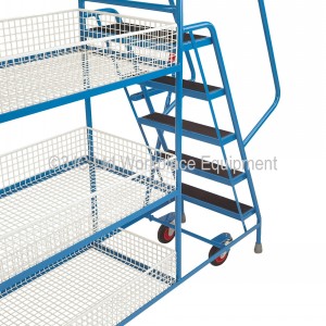 Mobile Steps Tray Trolley 5 Tread 3 Tier